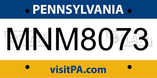 MNM8073 Pennsylvania License Plate