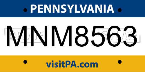 MNM8563 Pennsylvania License Plate