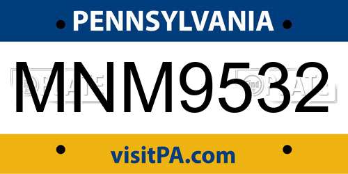 MNM9532 Pennsylvania License Plate