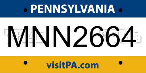 MNN2664 Pennsylvania License Plate