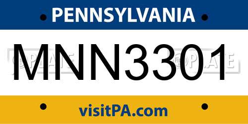 MNN3301 Pennsylvania License Plate