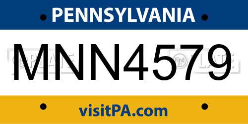 MNN4579 Pennsylvania License Plate