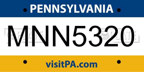 MNN5320 Pennsylvania License Plate
