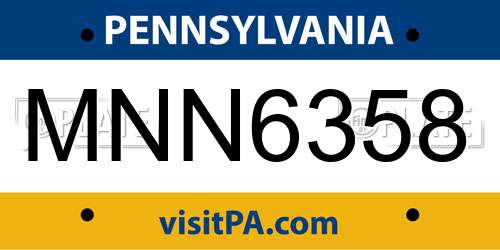 MNN6358 Pennsylvania License Plate