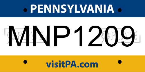 MNP1209 Pennsylvania License Plate