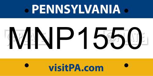 MNP1550 Pennsylvania License Plate