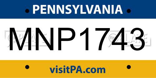 MNP1743 Pennsylvania License Plate