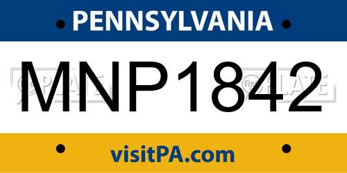 MNP1842 Pennsylvania License Plate