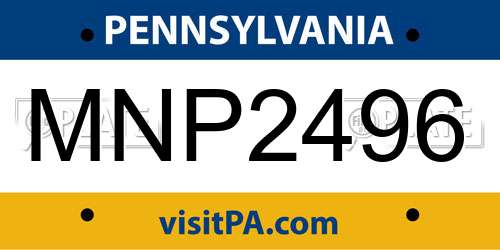 MNP2496 Pennsylvania License Plate