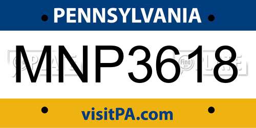 MNP3618 Pennsylvania License Plate