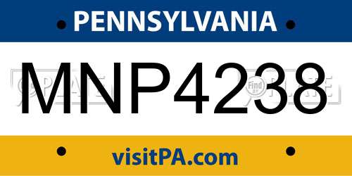 MNP4238 Pennsylvania License Plate