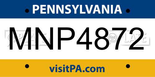 MNP4872 Pennsylvania License Plate