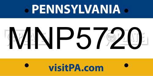 MNP5720 Pennsylvania License Plate