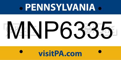 MNP6335 Pennsylvania License Plate