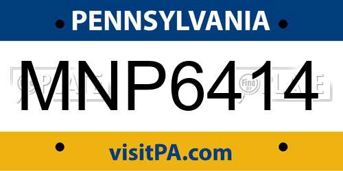 MNP6414 Pennsylvania License Plate