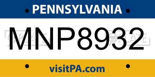 MNP8932 Pennsylvania License Plate