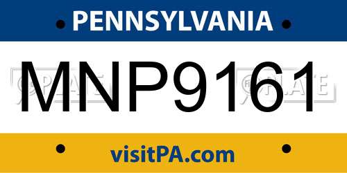 MNP9161 Pennsylvania License Plate