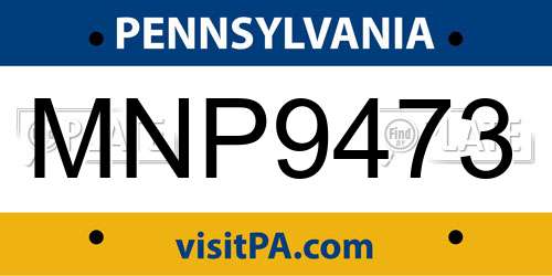 MNP9473 Pennsylvania License Plate