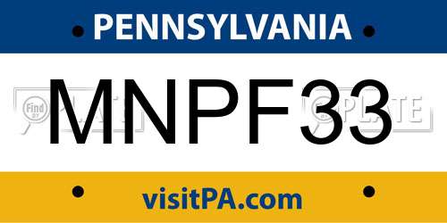 MNPF33 Pennsylvania License Plate