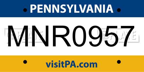 MNR0957 Pennsylvania License Plate