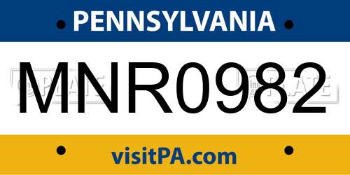 MNR0982 Pennsylvania License Plate