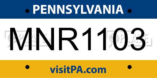 MNR1103 Pennsylvania License Plate