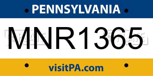 MNR1365 Pennsylvania License Plate
