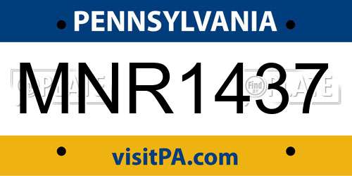 MNR1437 Pennsylvania License Plate