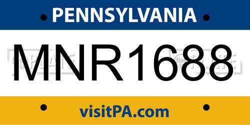 MNR1688 Pennsylvania License Plate