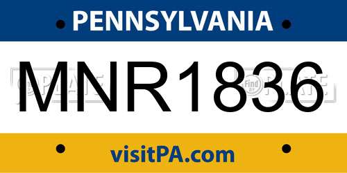 MNR1836 Pennsylvania License Plate