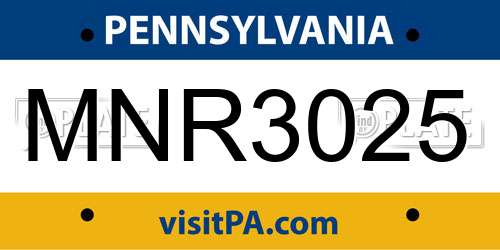 MNR3025 Pennsylvania License Plate