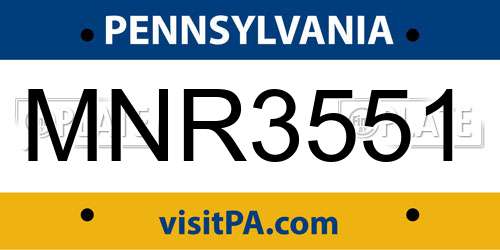 MNR3551 Pennsylvania License Plate