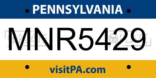 MNR5429 Pennsylvania License Plate