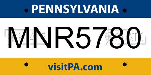 MNR5780 Pennsylvania License Plate