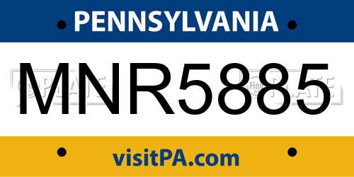 MNR5885 Pennsylvania License Plate
