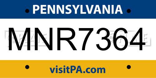 MNR7364 Pennsylvania License Plate