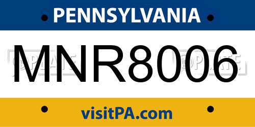 MNR8006 Pennsylvania License Plate