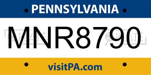 MNR8790 Pennsylvania License Plate