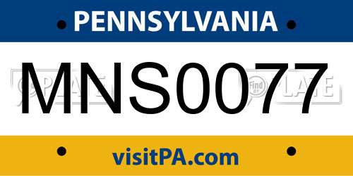 MNS0077 Pennsylvania License Plate