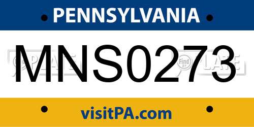 MNS0273 Pennsylvania License Plate