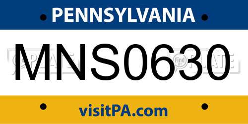 MNS0630 Pennsylvania License Plate