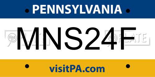 MNS24F Pennsylvania License Plate