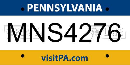 MNS4276 Pennsylvania License Plate