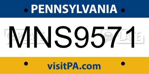 MNS9571 Pennsylvania License Plate