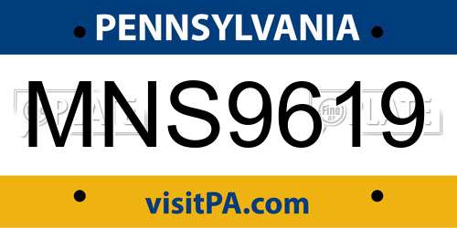 MNS9619 Pennsylvania License Plate