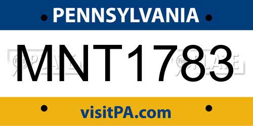 MNT1783 Pennsylvania License Plate
