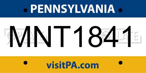 MNT1841 Pennsylvania License Plate