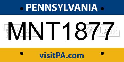 MNT1877 Pennsylvania License Plate