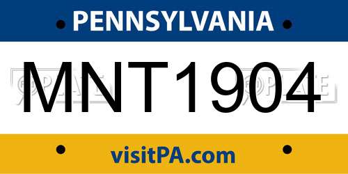 MNT1904 Pennsylvania License Plate