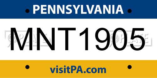 MNT1905 Pennsylvania License Plate